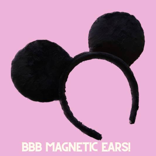 Black Plush Magnetic Minnie Mouse Ears (Ears only, No Bow!)