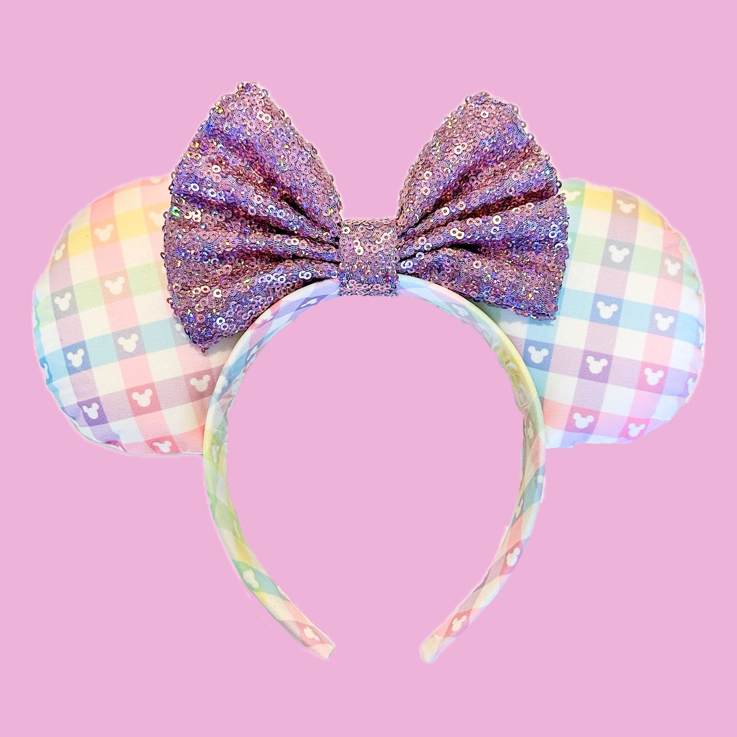 Pastel Gingham Canvas Minnie Mouse Ears