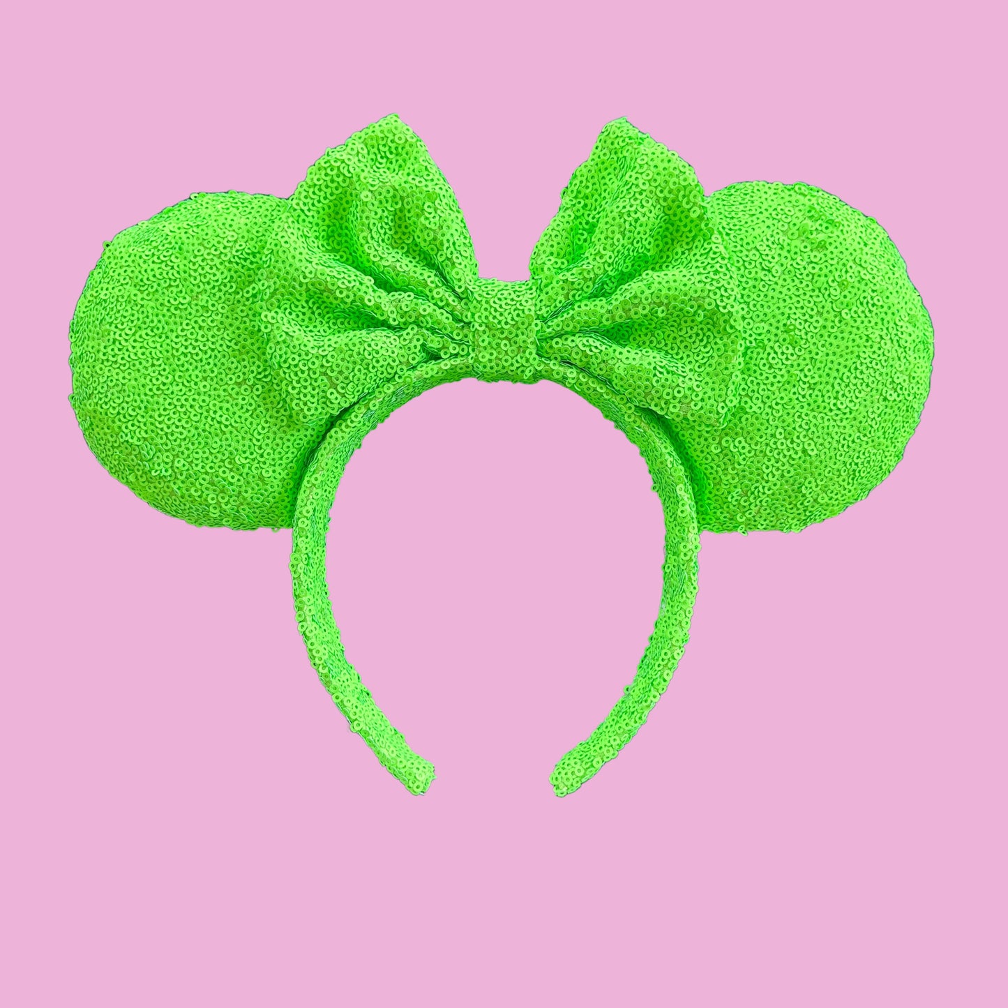 Neon Green Sequin Minnie Mouse Ears