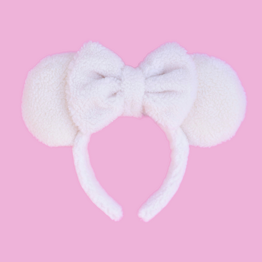 Ivory Sherpa Minnie Mouse Ears