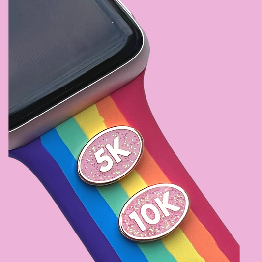 Pink Glitter Mileage Band Button