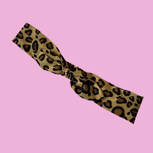 Leopard Hidden Mickey Stretchy Bow Headband