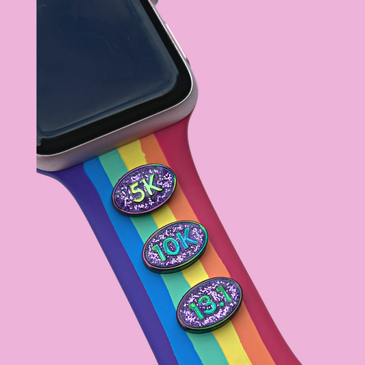 Purple Rainbow Glitter Mileage Band Button
