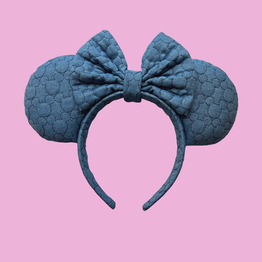 Denim Quilted Hidden Mickey Minnie Mouse Ears