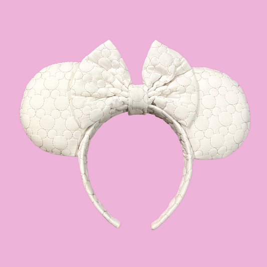 White & Gold Quilted Mickey Minnie Mouse Ears